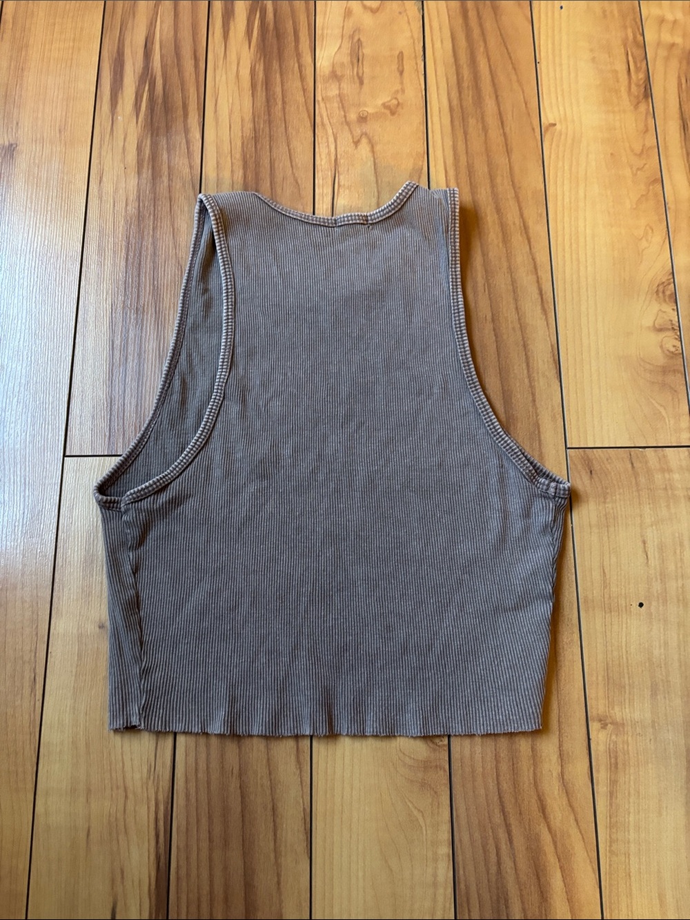 Garage Brown Ribbed Crop Tank with Rhinestone Butterfly - Picture 6 of 6